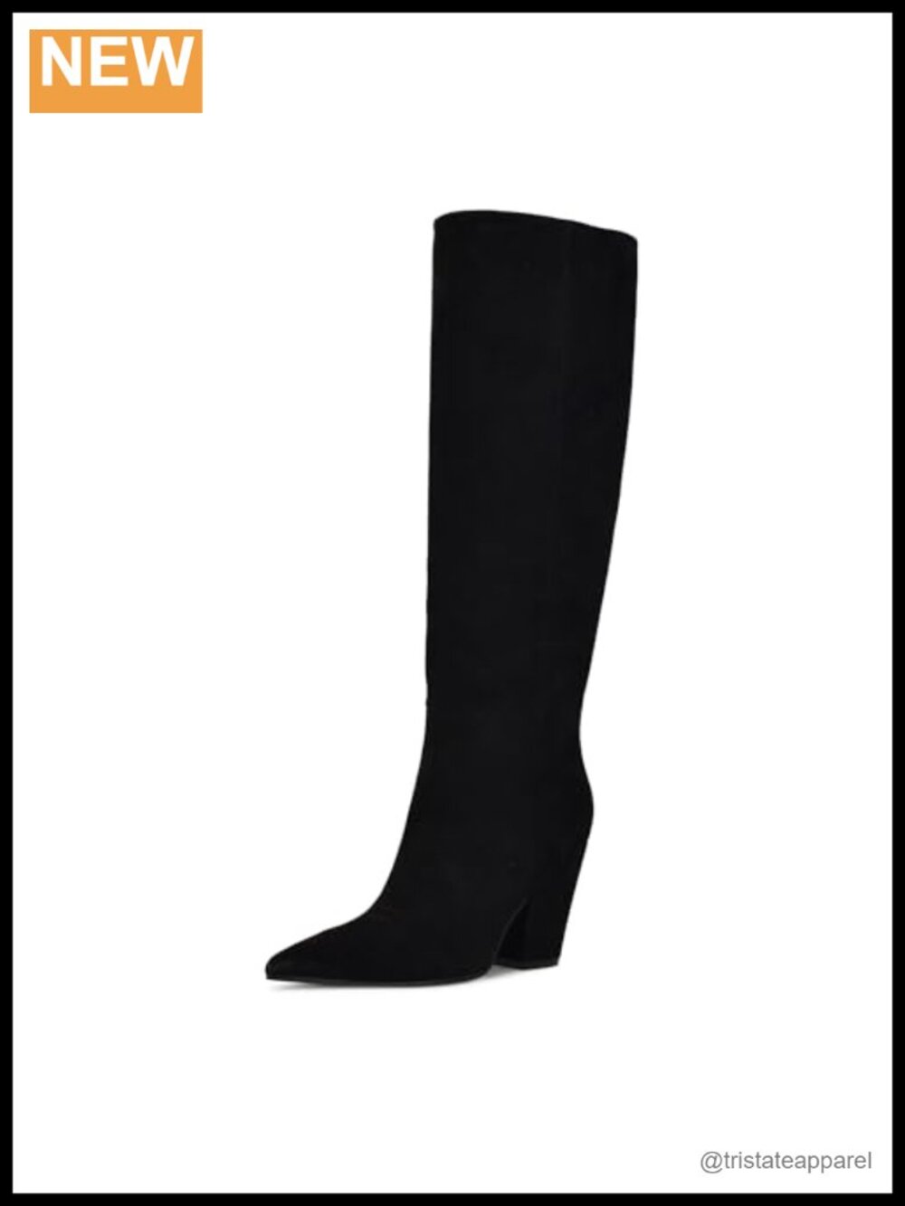 Nine West Adera Wide Calf Suede Knee High Block Heel Boots Zip Closure